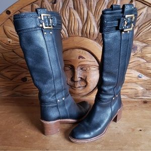 Chloe Prince Paddington Black Pebbled leather Buckle Riding Boots